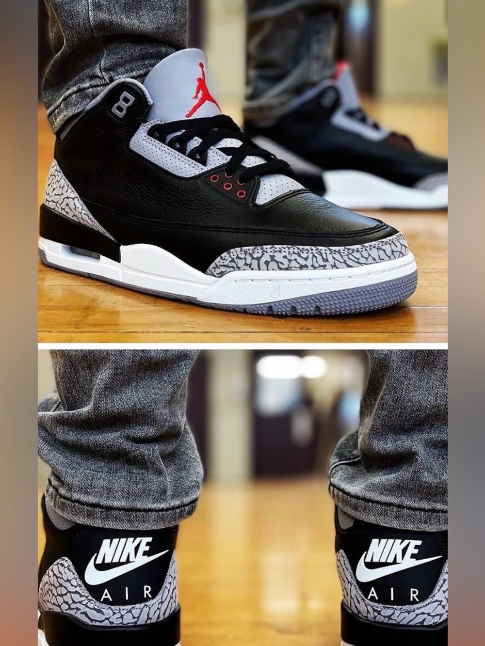 Nike Black/White/Red Retro Basketball Sneakers with Elephant Print